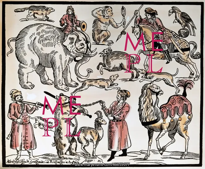 : advertising, circus, advertisement showing carnies : advertising, circus, advertisement showing carnies