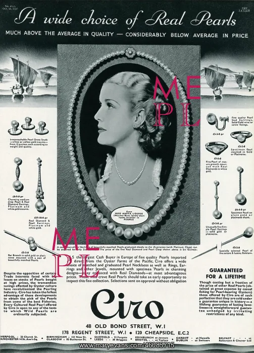 : Advert for Ciro jewellery 1936 : Advert for Ciro jewellery 1936
