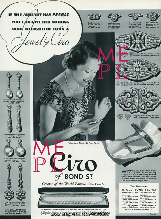 : Advert for Ciro jewellery 1936 : Advert for Ciro jewellery 1936