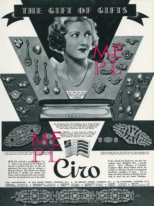 : Advert for Ciro jewellery 1936 : Advert for Ciro jewellery 1936