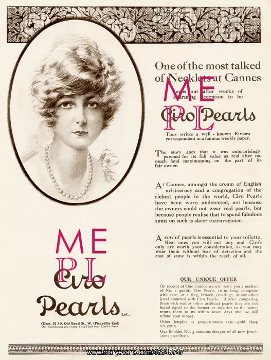 : Advert for Ciro Pearls 1921 : Advert for Ciro Pearls 1921