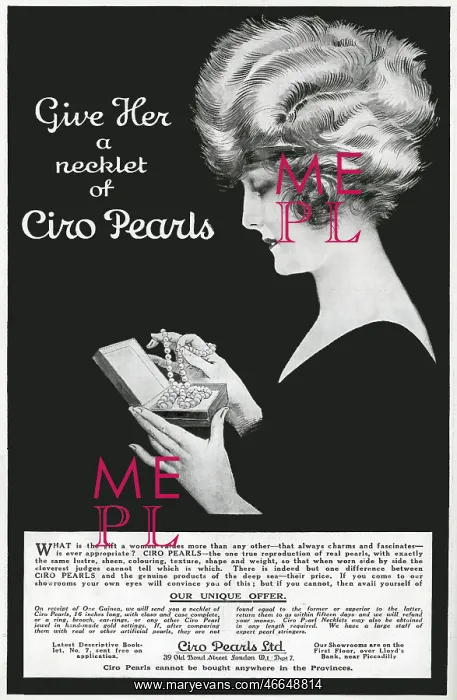 : Advert for Ciro pearls 1922 : Advert for Ciro pearls 1922