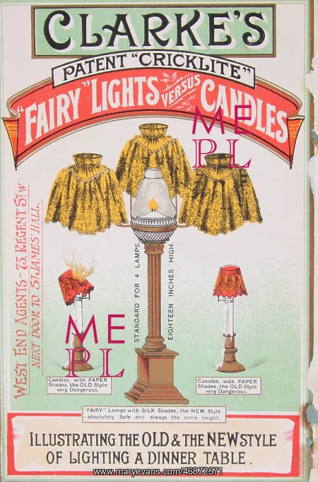 : Advertisement for Clarke's Cricklite Fairy Lights : Advertisement for Clarke's Cricklite Fairy Lights