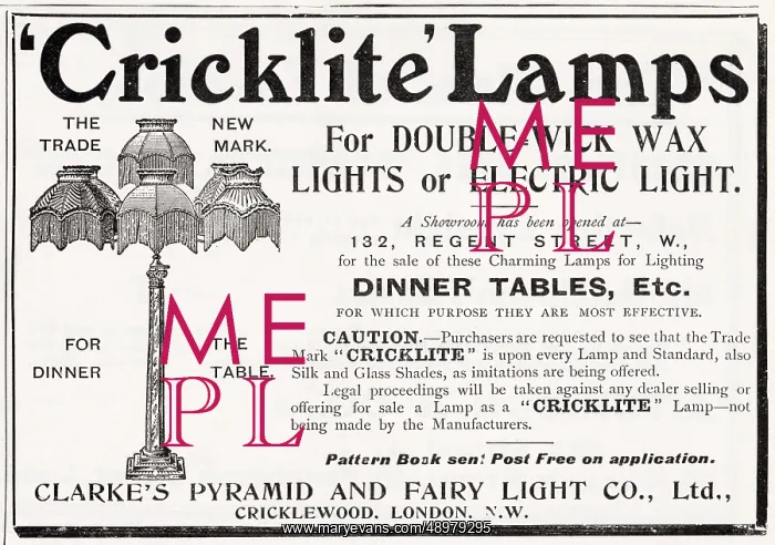 : Advert for Clarke's cricklite lamps 1903 : Advert for Clarke's cricklite lamps 1903