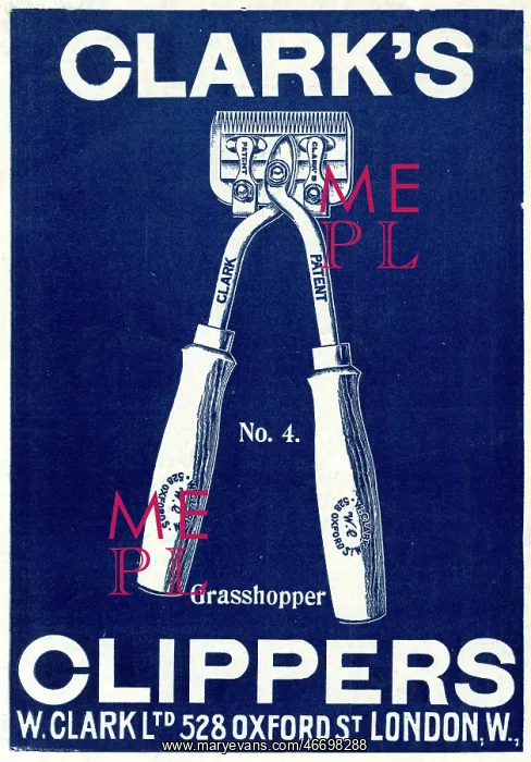 : Advert for Clark's grasshopper clippers 1908 : Advert for Clark's grasshopper clippers 1908