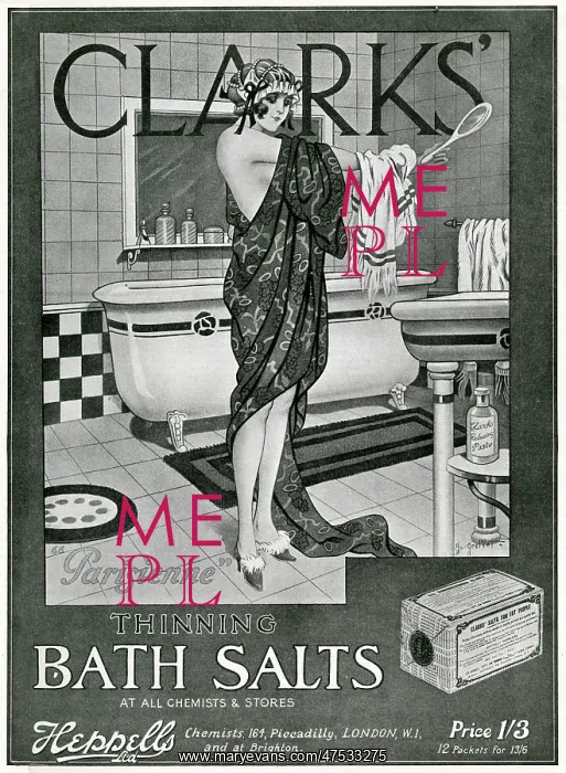 : Advert for Clarks slimming bath salts 1925 : Advert for Clarks slimming bath salts 1925