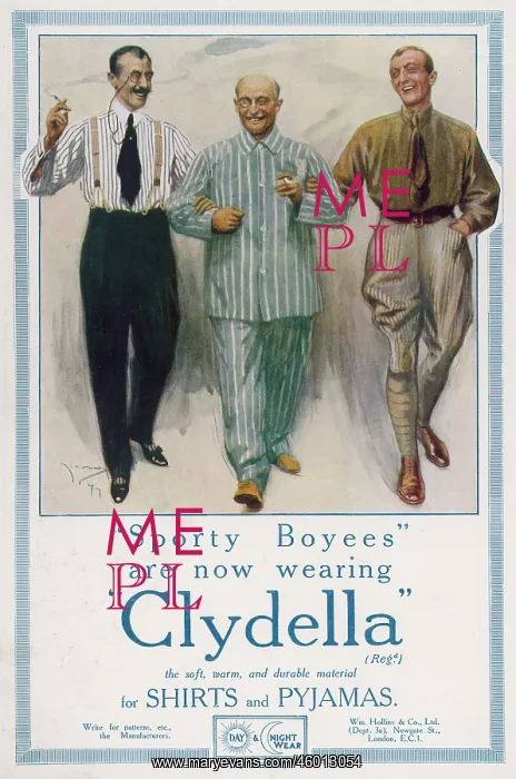 : Advert for Clydella shirts and pyjamas 1918 : Advert for Clydella shirts and pyjamas 1918