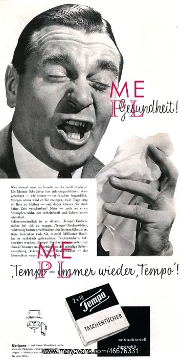 : advertising, cosmetics, Tempo paper handkerchief : advertising, cosmetics, Tempo paper handkerchief