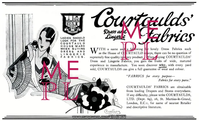 : Advertisement for Courtaulds Fabrics : Advertisement for Courtaulds Fabrics