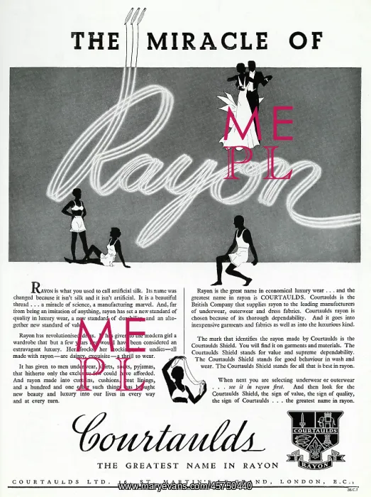 : Advert for Courtaulds Rayons 1936 : Advert for Courtaulds Rayons 1936
