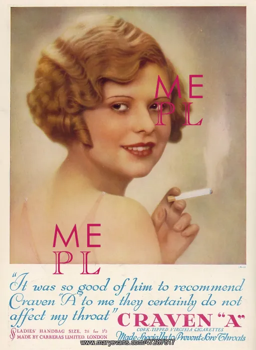 : Advert for Craven cigarettes 1930 : Advert for Craven cigarettes 1930
