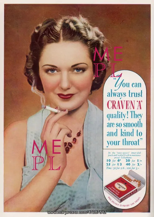 : Advert for Craven cigarttes 1937 : Advert for Craven cigarttes 1937