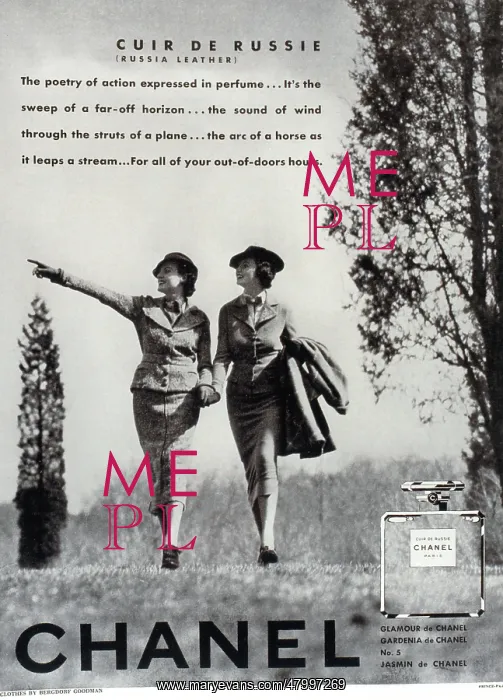 : Advertisement for Cuir de Russie perfume by Chanel : Advertisement for Cuir de Russie perfume by Chanel