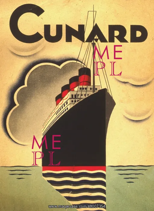 : Advertisement for Cunard luxury cruises : Advertisement for Cunard luxury cruises