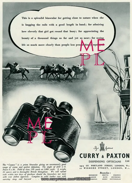 : Advert for Curry & Paxton, binoculars 1934 : Advert for Curry & Paxton, binoculars 1934