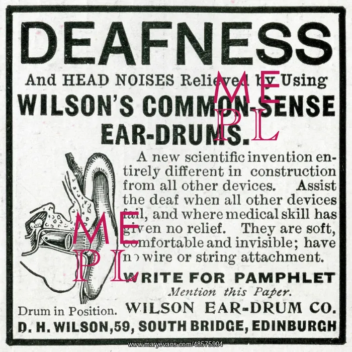 : Advert for D. H Wilson's deafness 1902 : Advert for D. H Wilson's deafness 1902