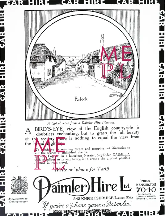 : An advertisement for Daimler car hire : An advertisement for Daimler car hire