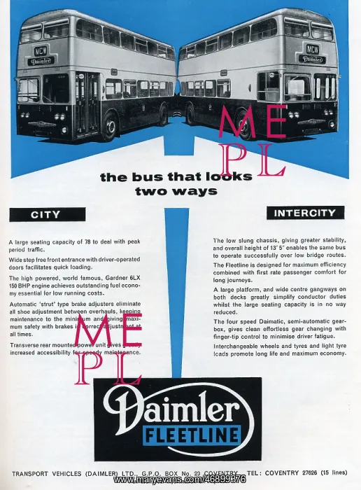 : Advertisement for Daimler Fleetline buses, 1960s : Advertisement for Daimler Fleetline buses, 1960s