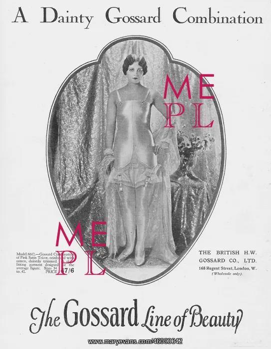 : Advert for the Dainty Gossard Combination, 1927 : Advert for the Dainty Gossard Combination, 1927