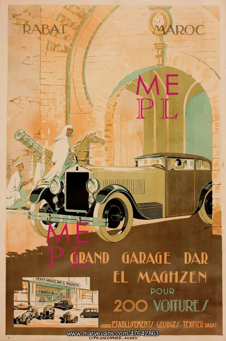 : Advertisement for Dar El Maghzen Garage, Rabat, Morocco : Advertisement for Dar El Maghzen Garage, Rabat, Morocco