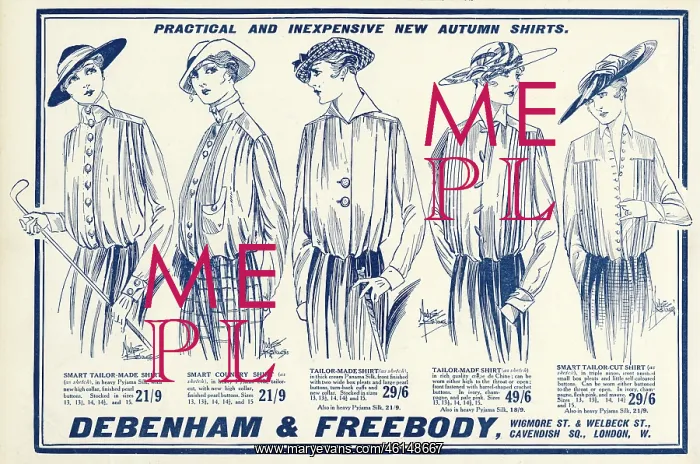 : Advert for Debenham & Freebody autumn blouses 1915 : Advert for Debenham & Freebody autumn blouses 1915