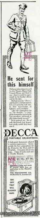 : Advert for Decca portable gramophone 1916 : Advert for Decca portable gramophone 1916