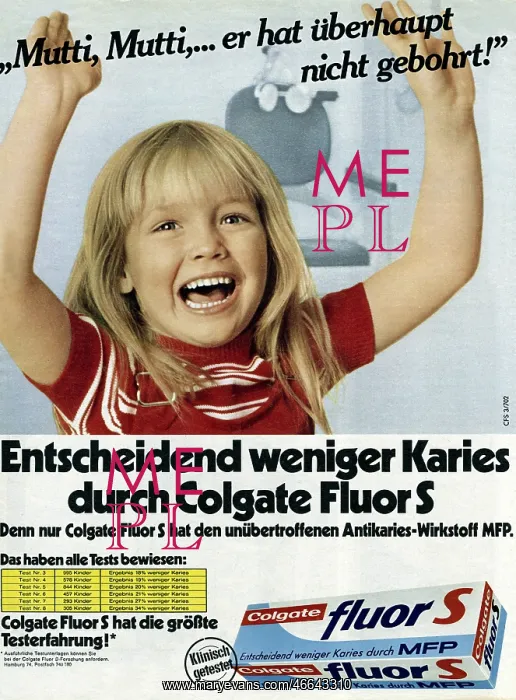  : advertising, dental hygiene, Colgate Fluor S