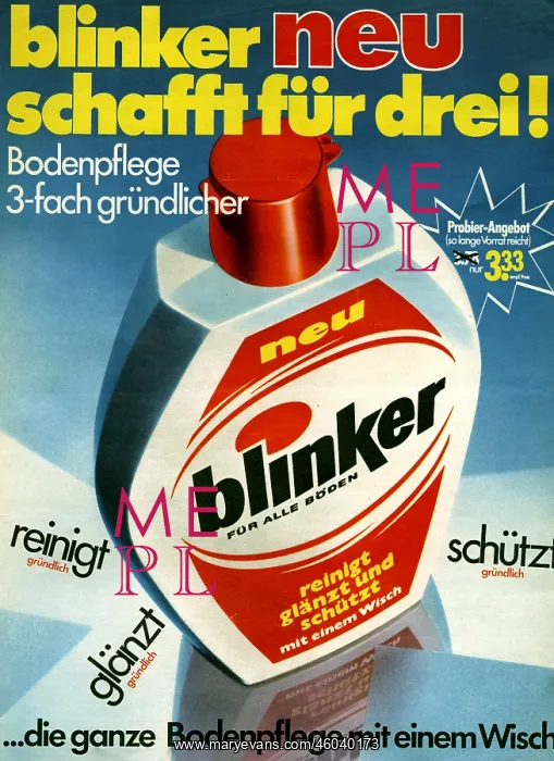 : advertising, detergents, Blinker floor care : advertising, detergents, Blinker floor care