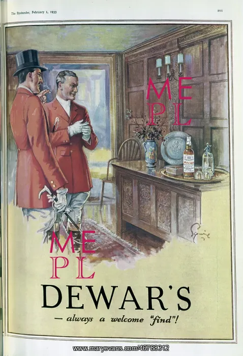 : Advertisement for Dewar's White Label whisky : Advertisement for Dewar's White Label whisky