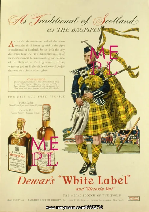 : Advertisement for Dewar's White Label Whisky : Advertisement for Dewar's White Label Whisky