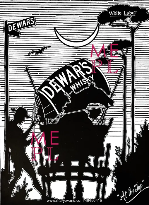 : An advertisement for Dewar's White Label Whisky : An advertisement for Dewar's White Label Whisky