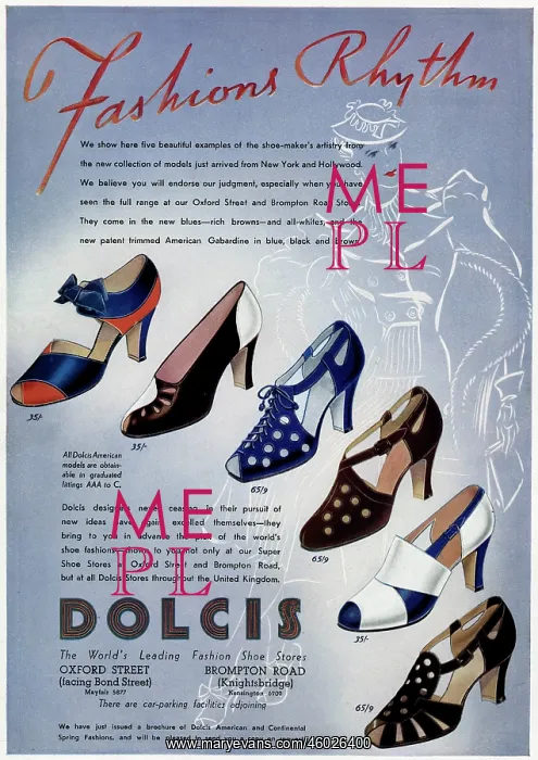  : Advert for Dolis peep and closed toe sandlals 1937