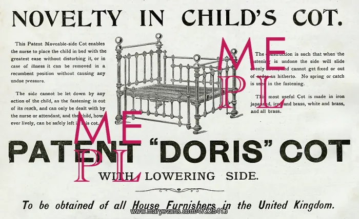 : Advert for Doris, child's cots 1894 : Advert for Doris, child's cots 1894