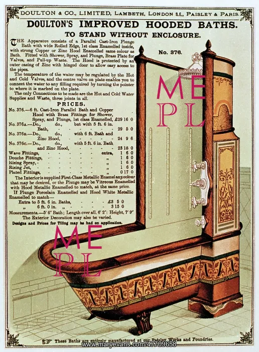 : Advert, Doulton's improved hooded baths : Advert, Doulton's improved hooded baths