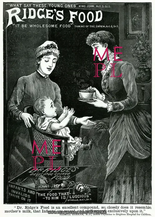 : Advert for Dr Ridge's food 1886 : Advert for Dr Ridge's food 1886
