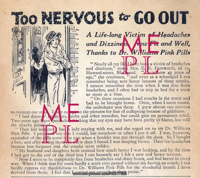 : Advertisement, Dr Williams pink pills for pale people : Advertisement, Dr Williams pink pills for pale people