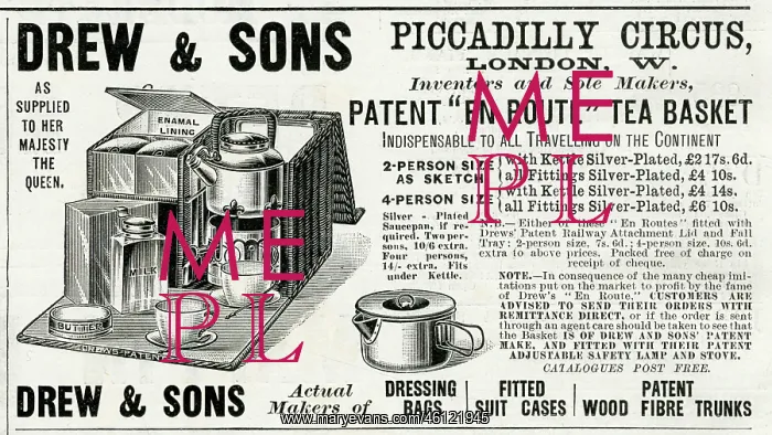 : Advert for Drew & Sons tea basket 1896 : Advert for Drew & Sons tea basket 1896