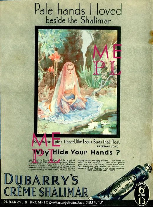 : Advert, Dubarry's Creme Shalimar Hand Cream : Advert, Dubarry's Creme Shalimar Hand Cream