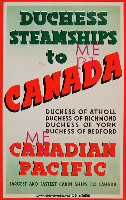 : Advertisement for Duchess Steamships to Canada : Advertisement for Duchess Steamships to Canada