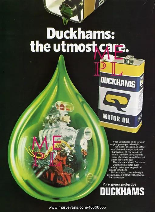 : Advertisement for Duckhams motor oil : Advertisement for Duckhams motor oil