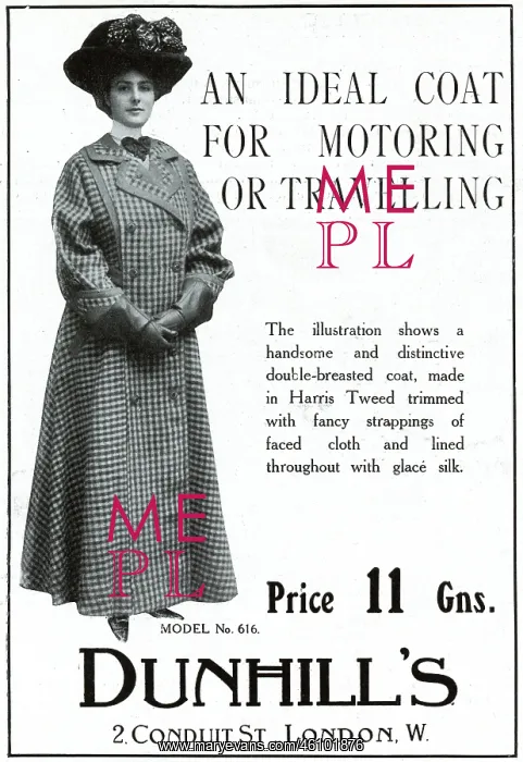 : Advert for Dunhill's Harris Tweed coat 1909 : Advert for Dunhill's Harris Tweed coat 1909