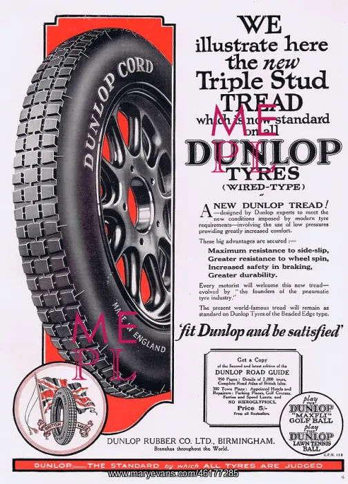  : Advert for Dunlop tyres, 1926