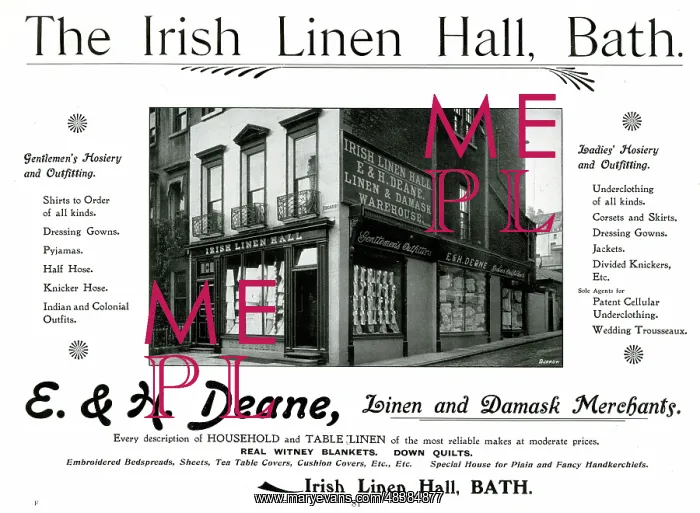 : Advert for E. & H. Deane, The Irish Linen Hall, Bath : Advert for E. & H. Deane, The Irish Linen Hall, Bath