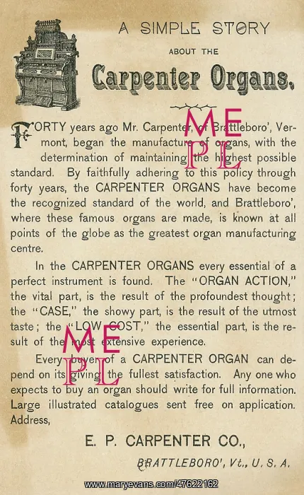 : Advert for E P Carpenter Company, Brattleboro, Vermont, USA : Advert for E P Carpenter Company, Brattleboro, Vermont, USA