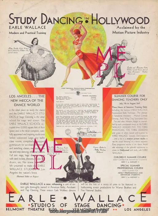 : Advert for the Earle Wallace dancing school in Los Angeles : Advert for the Earle Wallace dancing school in Los Angeles