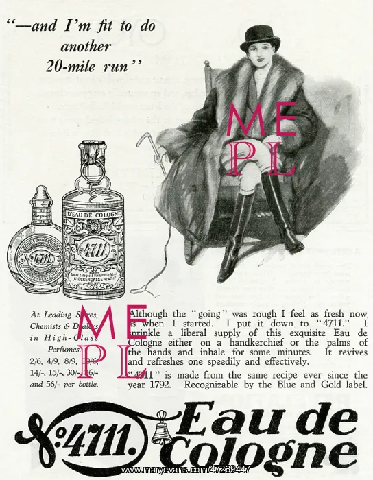 : Advert for Eau de Cologne 1929 : Advert for Eau de Cologne 1929