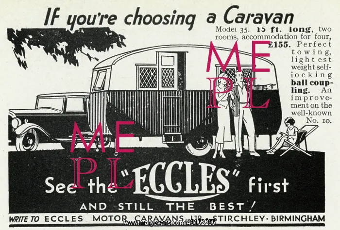 : Advert for Eccles caravans 1933 : Advert for Eccles caravans 1933