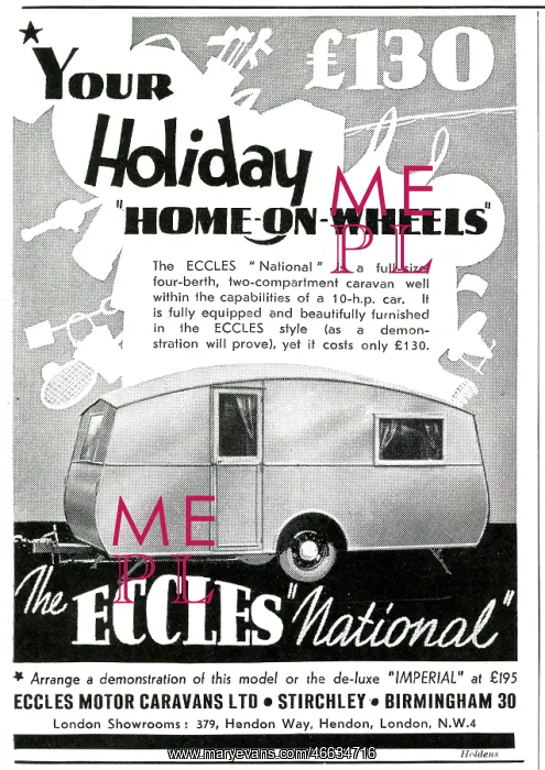  : Advert for Eccles caravans 1939
