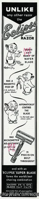: Advert for Eclipse razors 1940 : Advert for Eclipse razors 1940