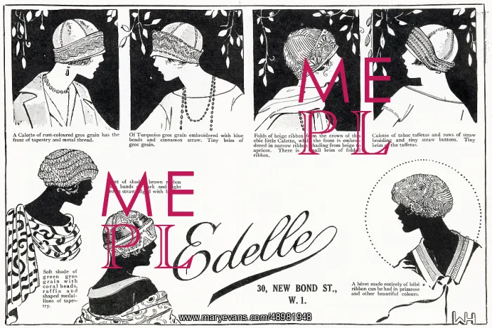 : Advert for Edelle - women's hats 1924 : Advert for Edelle - women's hats 1924